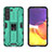 Silikon Hülle Handyhülle und Kunststoff Schutzhülle Hartschalen Tasche mit Magnetisch Ständer A03 für Samsung Galaxy S21 5G Grün