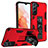 Silikon Hülle Handyhülle und Kunststoff Schutzhülle Hartschalen Tasche mit Magnetisch Ständer A04 für Samsung Galaxy S22 Plus 5G Rot
