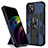 Silikon Hülle Handyhülle und Kunststoff Schutzhülle Hartschalen Tasche mit Magnetisch Ständer für Apple iPhone 12 Mini Blau