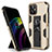 Silikon Hülle Handyhülle und Kunststoff Schutzhülle Hartschalen Tasche mit Magnetisch Ständer für Apple iPhone 12 Mini Gold