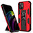 Silikon Hülle Handyhülle und Kunststoff Schutzhülle Hartschalen Tasche mit Magnetisch Ständer für Apple iPhone 12 Mini Rot