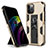 Silikon Hülle Handyhülle und Kunststoff Schutzhülle Hartschalen Tasche mit Magnetisch Ständer für Apple iPhone 12 Pro Gold