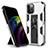 Silikon Hülle Handyhülle und Kunststoff Schutzhülle Hartschalen Tasche mit Magnetisch Ständer für Apple iPhone 12 Pro Silber