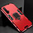 Silikon Hülle Handyhülle und Kunststoff Schutzhülle Hartschalen Tasche mit Magnetisch Ständer für Realme X50m 5G Rot