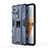 Silikon Hülle Handyhülle und Kunststoff Schutzhülle Hartschalen Tasche mit Magnetisch Ständer für Vivo iQOO 8 5G Blau