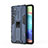 Silikon Hülle Handyhülle und Kunststoff Schutzhülle Hartschalen Tasche mit Magnetisch Ständer KC1 für Samsung Galaxy A71 5G Blau