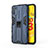 Silikon Hülle Handyhülle und Kunststoff Schutzhülle Hartschalen Tasche mit Magnetisch Ständer KC1 für Xiaomi Poco M3 Blau