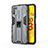 Silikon Hülle Handyhülle und Kunststoff Schutzhülle Hartschalen Tasche mit Magnetisch Ständer KC1 für Xiaomi Poco M3 Grau