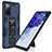 Silikon Hülle Handyhülle und Kunststoff Schutzhülle Hartschalen Tasche mit Magnetisch Ständer MQ1 für Samsung Galaxy S20 FE 5G Blau