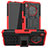 Silikon Hülle Handyhülle und Kunststoff Schutzhülle Hartschalen Tasche mit Ständer A01 für Huawei Y9a Rot