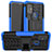Silikon Hülle Handyhülle und Kunststoff Schutzhülle Hartschalen Tasche mit Ständer A01 für Motorola Moto G10 Power Blau