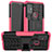 Silikon Hülle Handyhülle und Kunststoff Schutzhülle Hartschalen Tasche mit Ständer A01 für Motorola Moto G30 Pink