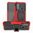 Silikon Hülle Handyhülle und Kunststoff Schutzhülle Hartschalen Tasche mit Ständer A01 für Motorola Moto G40 Fusion Rot