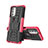 Silikon Hülle Handyhülle und Kunststoff Schutzhülle Hartschalen Tasche mit Ständer A01 für Motorola Moto G51 5G Pink
