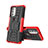 Silikon Hülle Handyhülle und Kunststoff Schutzhülle Hartschalen Tasche mit Ständer A01 für Motorola Moto G51 5G Rot