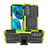 Silikon Hülle Handyhülle und Kunststoff Schutzhülle Hartschalen Tasche mit Ständer A01 für Motorola MOTO G52 Grün