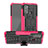 Silikon Hülle Handyhülle und Kunststoff Schutzhülle Hartschalen Tasche mit Ständer A01 für Motorola Moto G60 Pink