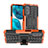 Silikon Hülle Handyhülle und Kunststoff Schutzhülle Hartschalen Tasche mit Ständer A01 für Motorola Moto G71s 5G Orange