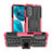 Silikon Hülle Handyhülle und Kunststoff Schutzhülle Hartschalen Tasche mit Ständer A01 für Motorola Moto G71s 5G Pink