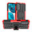 Silikon Hülle Handyhülle und Kunststoff Schutzhülle Hartschalen Tasche mit Ständer A01 für Motorola Moto G71s 5G Rot