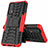 Silikon Hülle Handyhülle und Kunststoff Schutzhülle Hartschalen Tasche mit Ständer A01 für Realme 7 Rot