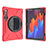 Silikon Hülle Handyhülle und Kunststoff Schutzhülle Hartschalen Tasche mit Ständer A01 für Samsung Galaxy Tab S7 4G 11 SM-T875 Rot