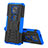 Silikon Hülle Handyhülle und Kunststoff Schutzhülle Hartschalen Tasche mit Ständer A02 für Motorola Moto G Power (2021) Blau
