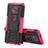 Silikon Hülle Handyhülle und Kunststoff Schutzhülle Hartschalen Tasche mit Ständer A02 für Motorola Moto G Power (2021) Pink