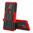 Silikon Hülle Handyhülle und Kunststoff Schutzhülle Hartschalen Tasche mit Ständer A02 für Motorola Moto G Power (2021) Rot