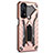 Silikon Hülle Handyhülle und Kunststoff Schutzhülle Hartschalen Tasche mit Ständer A02 für Realme 7 Rosegold