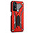Silikon Hülle Handyhülle und Kunststoff Schutzhülle Hartschalen Tasche mit Ständer A02 für Realme 7 Rot
