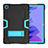Silikon Hülle Handyhülle und Kunststoff Schutzhülle Hartschalen Tasche mit Ständer A02 für Samsung Galaxy Tab A7 4G 10.4 SM-T505 Blau und Schwarz