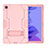 Silikon Hülle Handyhülle und Kunststoff Schutzhülle Hartschalen Tasche mit Ständer A02 für Samsung Galaxy Tab A7 4G 10.4 SM-T505 Rosa
