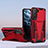 Silikon Hülle Handyhülle und Kunststoff Schutzhülle Hartschalen Tasche mit Ständer A04 für Samsung Galaxy S22 5G Rot