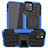Silikon Hülle Handyhülle und Kunststoff Schutzhülle Hartschalen Tasche mit Ständer A07 für Apple iPhone 13 Blau