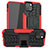 Silikon Hülle Handyhülle und Kunststoff Schutzhülle Hartschalen Tasche mit Ständer A07 für Apple iPhone 13 Mini Rot