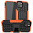 Silikon Hülle Handyhülle und Kunststoff Schutzhülle Hartschalen Tasche mit Ständer A07 für Apple iPhone 13 Orange