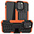 Silikon Hülle Handyhülle und Kunststoff Schutzhülle Hartschalen Tasche mit Ständer A07 für Apple iPhone 13 Pro Max Orange