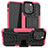 Silikon Hülle Handyhülle und Kunststoff Schutzhülle Hartschalen Tasche mit Ständer A07 für Apple iPhone 13 Pro Max Pink