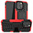 Silikon Hülle Handyhülle und Kunststoff Schutzhülle Hartschalen Tasche mit Ständer A07 für Apple iPhone 13 Pro Max Rot