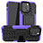Silikon Hülle Handyhülle und Kunststoff Schutzhülle Hartschalen Tasche mit Ständer A07 für Apple iPhone 13 Pro Max Violett
