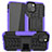 Silikon Hülle Handyhülle und Kunststoff Schutzhülle Hartschalen Tasche mit Ständer A07 für Apple iPhone 13 Violett