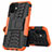 Silikon Hülle Handyhülle und Kunststoff Schutzhülle Hartschalen Tasche mit Ständer für Apple iPhone 12 Orange