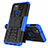 Silikon Hülle Handyhülle und Kunststoff Schutzhülle Hartschalen Tasche mit Ständer für Google Pixel 5 Blau