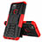 Silikon Hülle Handyhülle und Kunststoff Schutzhülle Hartschalen Tasche mit Ständer für Google Pixel 5 Rot