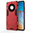 Silikon Hülle Handyhülle und Kunststoff Schutzhülle Hartschalen Tasche mit Ständer für Huawei Mate 40 Pro+ Plus Rot