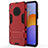Silikon Hülle Handyhülle und Kunststoff Schutzhülle Hartschalen Tasche mit Ständer für Huawei Y9a Rot