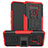 Silikon Hülle Handyhülle und Kunststoff Schutzhülle Hartschalen Tasche mit Ständer für LG K51 Rot
