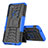Silikon Hülle Handyhülle und Kunststoff Schutzhülle Hartschalen Tasche mit Ständer für Motorola Moto G Pro Blau