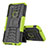 Silikon Hülle Handyhülle und Kunststoff Schutzhülle Hartschalen Tasche mit Ständer für Motorola Moto G Pro Grün